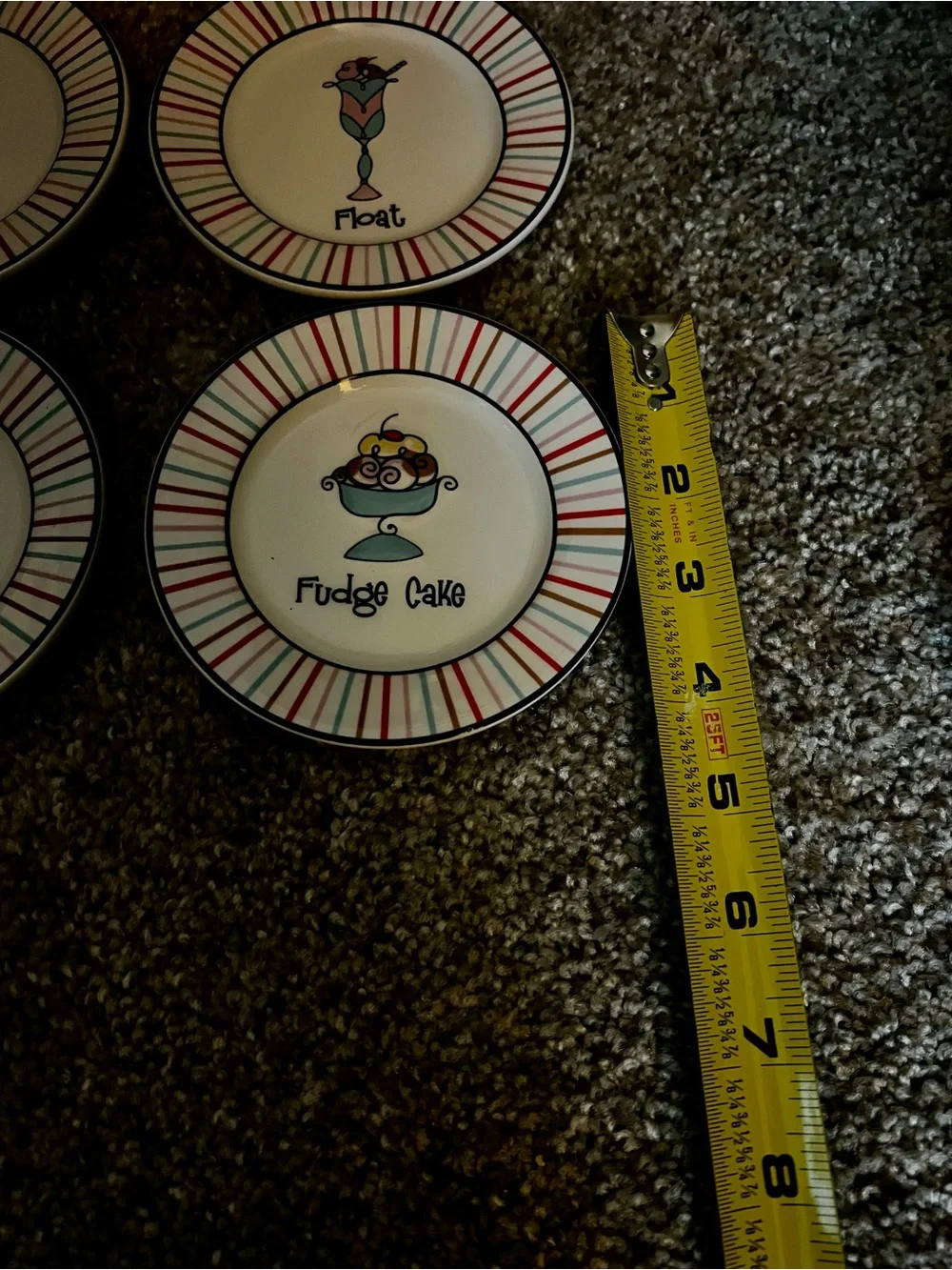 World Market Set of 4 Dessert Plates Sundae Float Banana Split Fudge Cake